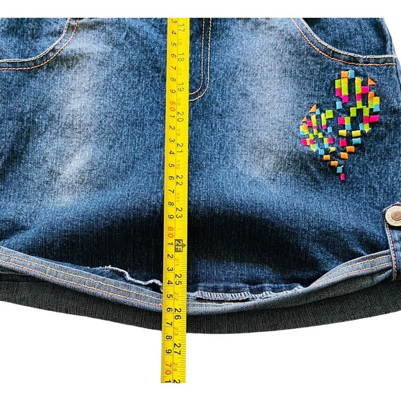 Miss Jeans Girls Embroidered Blue Denim Dress Silver Buttons Colorful Pockets 6X - Picture 5 of 10